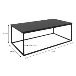 Couchtisch 110x39,5x59 cm Schwarz aus Metall ML-Design-ECD Germany Sale