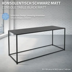 Couchtisch 110x40x50,5 cm Schwarz aus Metall ML-Design-ECD Germany Hot