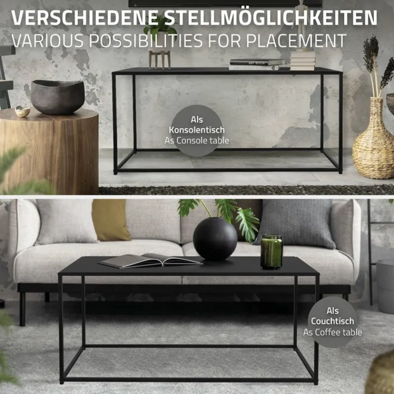 Couchtisch 110x40x50,5 cm Schwarz aus Metall ML-Design-ECD Germany Hot