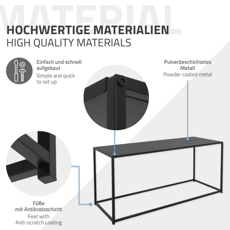 Couchtisch 110x40x50,5 cm Schwarz aus Metall ML-Design-ECD Germany Hot