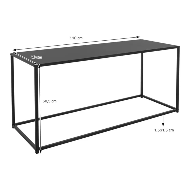 Couchtisch 110x40x50,5 cm Schwarz aus Metall ML-Design-ECD Germany Hot