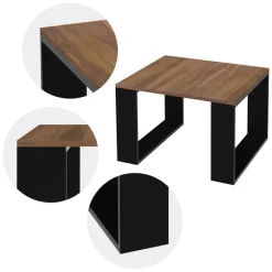 Couchtisch 65x65x40 cm Walnuss/Schwarz ML-Design-ECD Germany Online