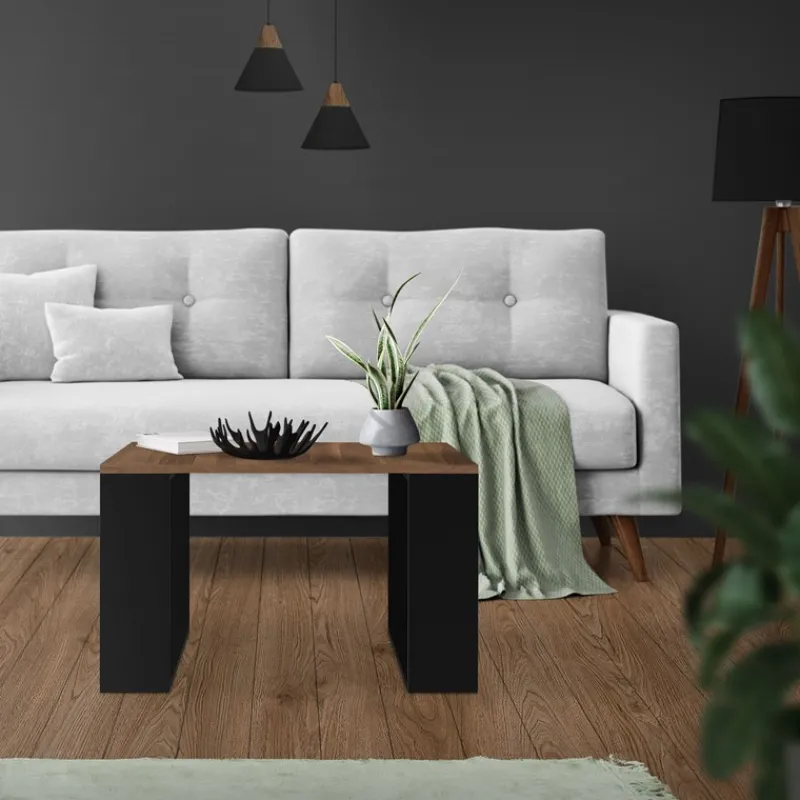 Couchtisch 65x65x40 cm Walnuss/Schwarz ML-Design-ECD Germany Online