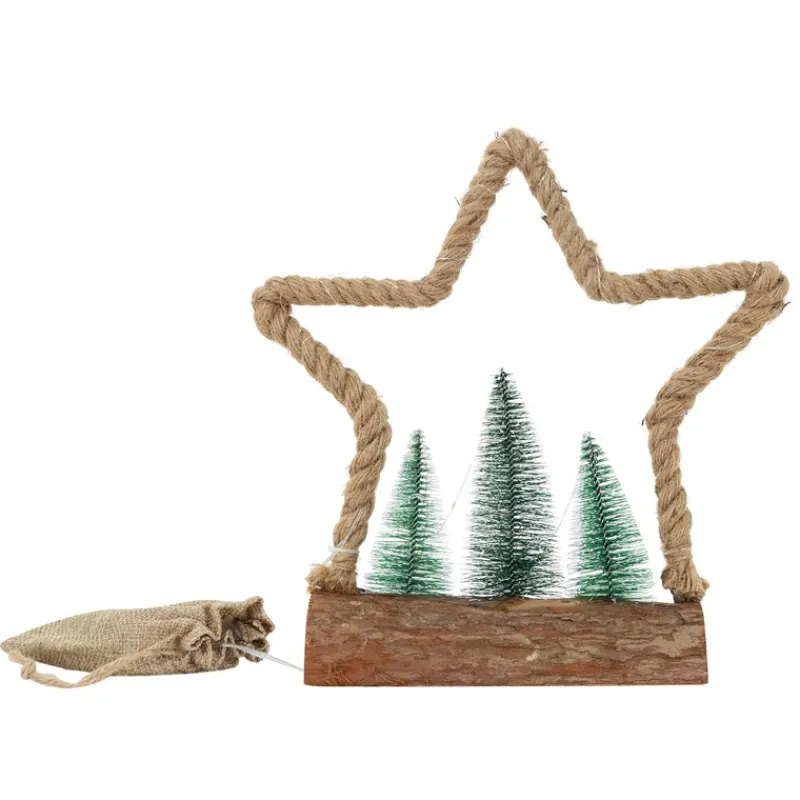 Deko LED Jute Stern mit LED-Beleuchtung-ECD Germany Best