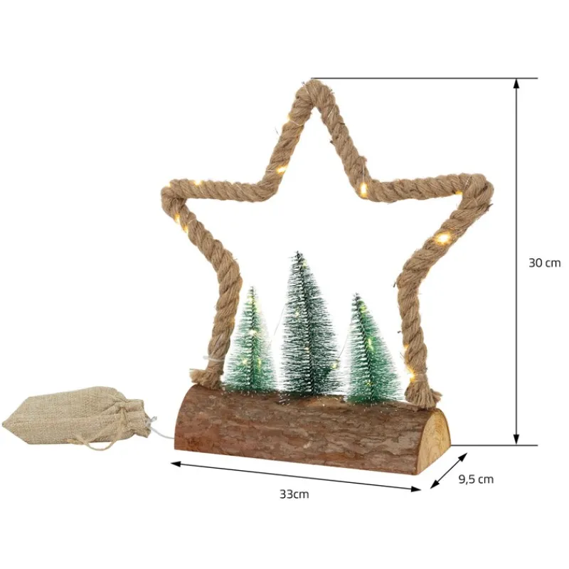 Deko LED Jute Stern mit LED-Beleuchtung-ECD Germany Best