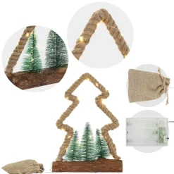 Deko LED Weihnachtsbaum aus Juteseil Standfigur 30 cm warmweiß mit Timerfunktion-ECD Germany Hot