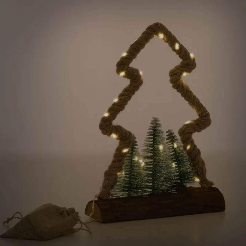 Deko LED Weihnachtsbaum aus Juteseil Standfigur 30 cm warmweiß mit Timerfunktion-ECD Germany Hot
