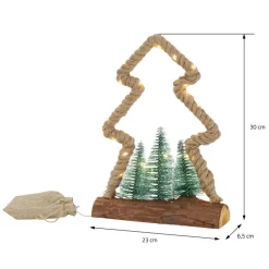 Deko LED Weihnachtsbaum aus Juteseil Standfigur 30 cm warmweiß mit Timerfunktion-ECD Germany Hot