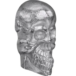 Deko Skull Totenkopf Wandskulptur Silber 42x30 cm mit Nickel Finish aus Aluminium WOMO-Design-ECD Germany Online