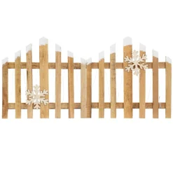 Deko Weihnachtszaun mit LED Natur 77x38 cm aus Holz Timer-ECD Germany Sale