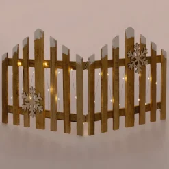 Deko Weihnachtszaun mit LED Natur 77x38 cm aus Holz Timer-ECD Germany Sale