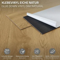 Deluxe PVC Klebevinylboden für 2,23 m² Natur Eiche 2 mm dick ML-Design-ECD Germany Outlet