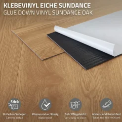 Deluxe PVC Klebevinylboden für 2,23 m² Eiche Sundance 2 mm dick ML-Design-ECD Germany Discount
