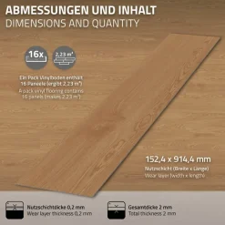 Deluxe PVC Klebevinylboden für 2,23 m² Eiche Sundance 2 mm dick ML-Design-ECD Germany Discount