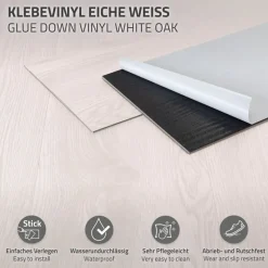 Deluxe PVC Klebevinylboden für 2,23 m² Weiß Eiche 2 mm dick ML-Design-ECD Germany Outlet