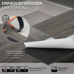Deluxe PVC Klebevinylboden für 2,3 m² Eiche Grau 2 mm dick ML-Design-ECD Germany Clearance