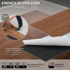 Deluxe PVC Klebevinylboden für 2,23 m² Roteiche Braun 2 mm dick ML-Design-ECD Germany Online