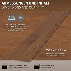 Deluxe PVC Klebevinylboden für 2,23 m² Roteiche Braun 2 mm dick ML-Design-ECD Germany Online