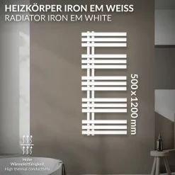 Design Badheizkörper Iron EM 500x1200 mm Weiß LuxeBath-ECD Germany Online