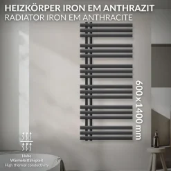 Design Badheizkörper Iron EM 600x1400 mm Anthrazit-ECD Germany Outlet