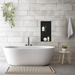 Duschnische 2 Ebenen 30x60 cm Schwarz aus Edelstahl Wandnische Duschablage LuxeBath-ECD Germany Outlet