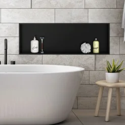 Duschnische 90x30 cm Schwarz aus Edelstahl Wandnische Duschablage LuxeBath-ECD Germany Best