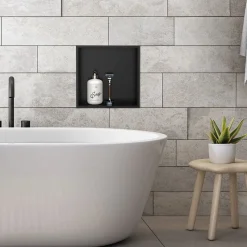 Duschnische 30x30 cm Schwarz aus Edelstahl Wandnische Duschablage LuxeBath-ECD Germany Clearance