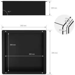 Duschnische 30x30 cm Schwarz aus Edelstahl Unterputz Rahmen Wandnische Duschablage LuxeBath-ECD Germany Outlet