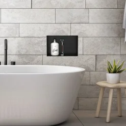 Duschnische 30x20 cm Schwarz aus Edelstahl Unterputz Rahmen Wandnische Duschablage LuxeBath-ECD Germany New