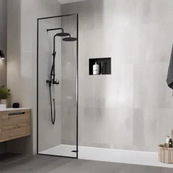 Duschnische 30x20 cm Schwarz aus Edelstahl Unterputz Rahmen Wandnische Duschablage LuxeBath-ECD Germany New