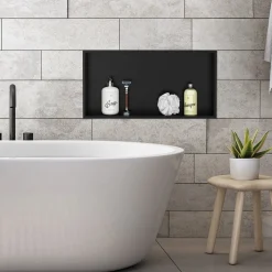 Duschnische 60x30 cm Schwarz aus Edelstahl Wandnische Duschablage LuxeBath-ECD Germany Online