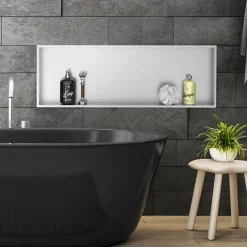 Duschnische 90x30 cm Silber aus Edelstahl Wandnische Duschablage LuxeBath-ECD Germany