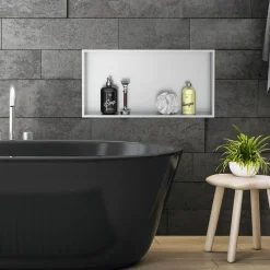 Duschnische 60x30 cm Silber aus Edelstahl Wandnische Duschablage LuxeBath-ECD Germany