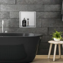 Duschnische 30x30 cm Silber aus Edelstahl Wandnische Duschablage LuxeBath-ECD Germany Discount