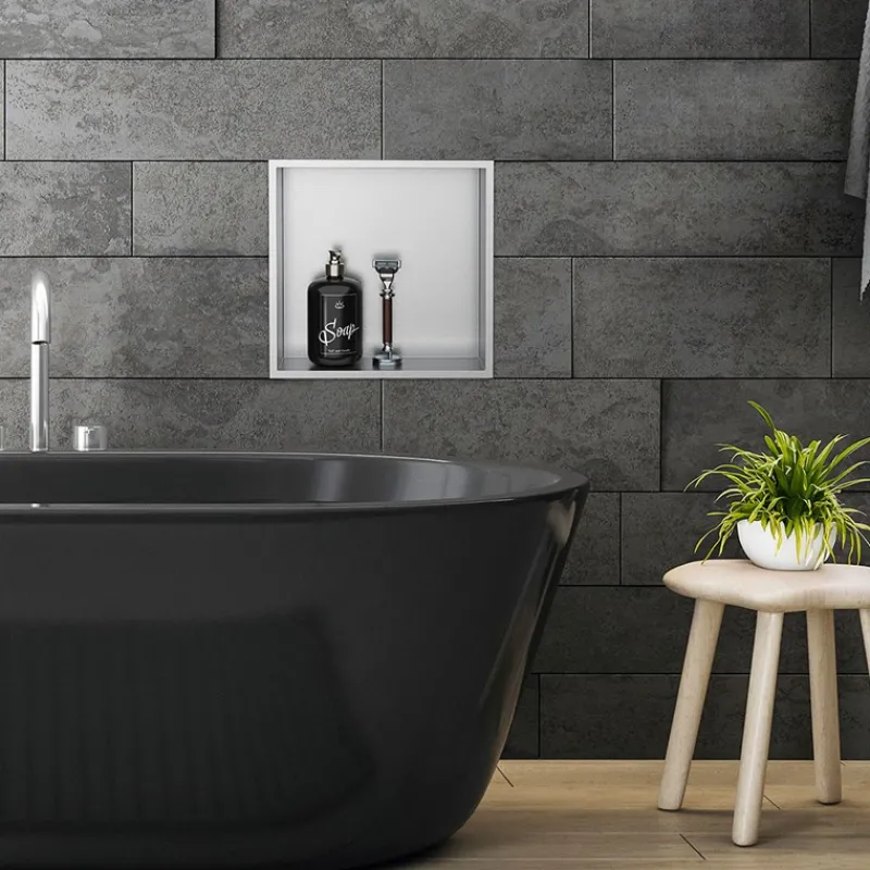 Duschnische 30x30 cm Silber aus Edelstahl Wandnische Duschablage LuxeBath-ECD Germany Discount