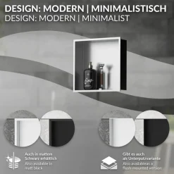 Duschnische 30x30 cm Silber aus Edelstahl Wandnische Duschablage LuxeBath-ECD Germany Discount