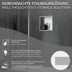 Duschnische 30x30 cm Silber aus Edelstahl Wandnische Duschablage LuxeBath-ECD Germany Discount