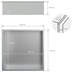 Duschnische 30x30 cm Silber aus Edelstahl Wandnische Duschablage LuxeBath-ECD Germany Discount