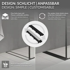 Duschrinne 70 cm befliesbar Schwarz mit Siphon & Haarsieb 2in1 LuxeBath-ECD Germany Hot