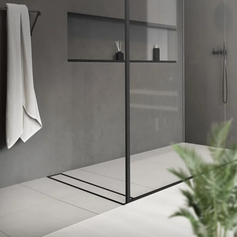 Duschrinne 70 cm befliesbar Schwarz mit Siphon & Haarsieb 2in1 LuxeBath-ECD Germany Hot