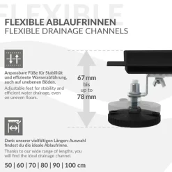 Edelstahl Duschrinne befliesbar 90 cm und Siphon Komplettset Schwarz flach LuxeBath-ECD Germany Hot