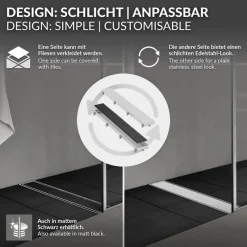 Edelstahl Duschrinne befliesbar 60 cm und Siphon Komplettset Silber flach LuxeBath-ECD Germany Outlet