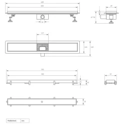 Edelstahl Duschrinne befliesbar 60 cm und Siphon Komplettset Silber flach LuxeBath-ECD Germany Outlet