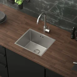 Einbauspüle 34x40 cm Silber mit Ablaufgarnitur und Überlauf aus Edelstahl ML-Design-ECD Germany Online