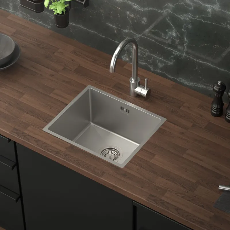 Einbauspüle 34x40 cm Silber mit Ablaufgarnitur und Überlauf aus Edelstahl ML-Design-ECD Germany Online