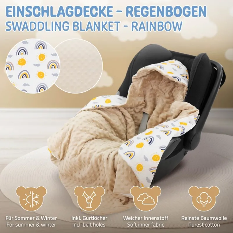 Einschlagdecke mit Kapuze 84x84 cm Regengobenmuster aus Baumwolle Joyz-ECD Germany Outlet