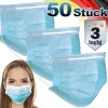Einwegmasken 50 Stück 3-lagig Vliesmaterial blau-ECD Germany Best