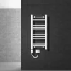 Elektrischer Badheizkörper mit Heizstab 300W 400x800 mm Weiß gebogen mit Seitenanschluss LuxeBath-ECD Germany Sale