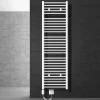 Elektrischer Badheizkörper mit Heizstab 900W 500x1800 mm Weiß gebogen mit Seitenanschluss LuxeBath-ECD Germany Clearance