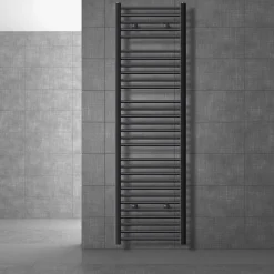 Elektrischer Badheizkörper mit Heizstab 1200W 500x1800 mm Anthrazit gerade mit Seitenanschluss & Thermostat Digitalanzeige LuxeBath-ECD Germany Online